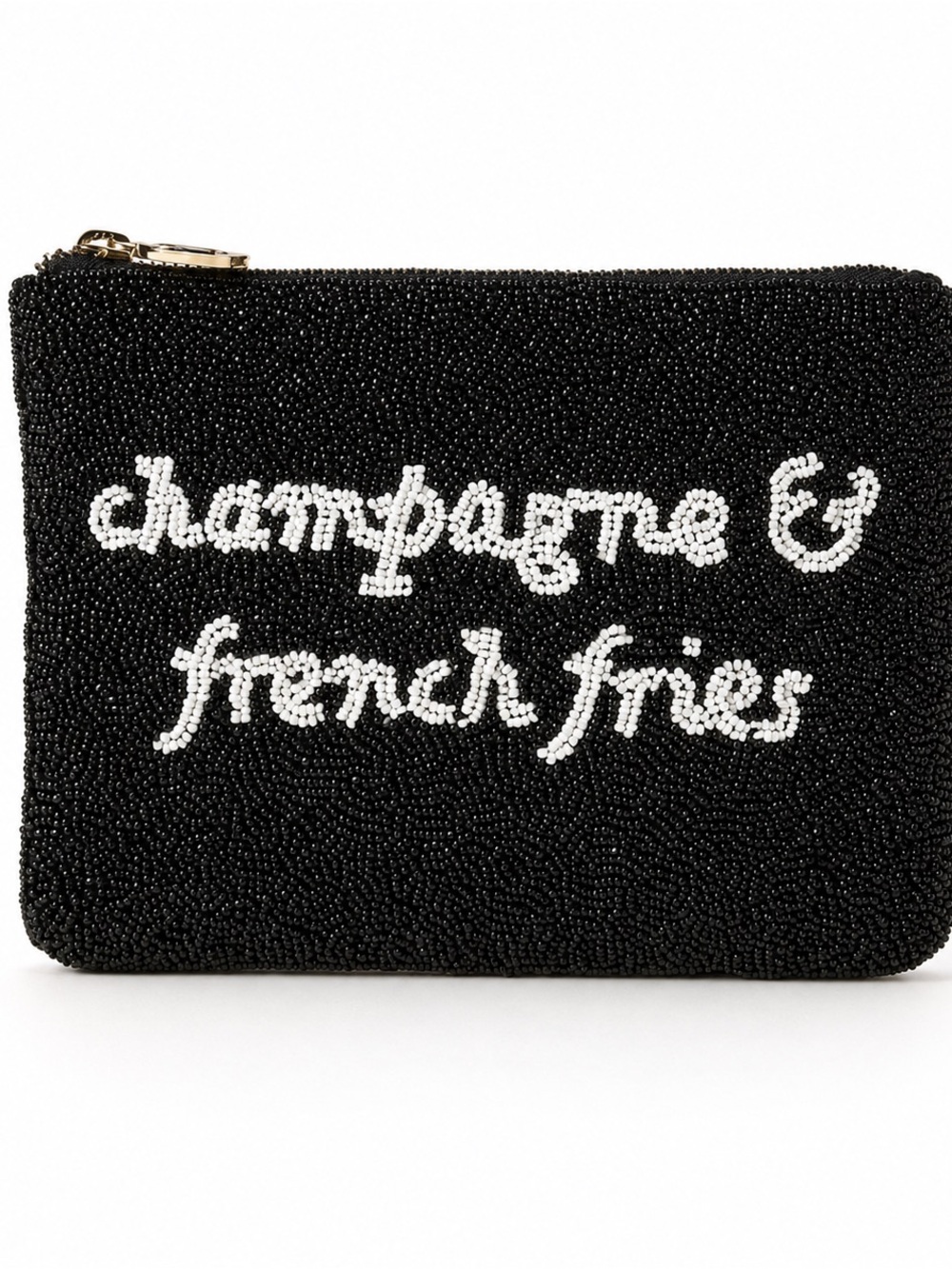Kate Spade X Target Black & White Beaded Bag - Clutch "Champagne $
& Fries" NWT